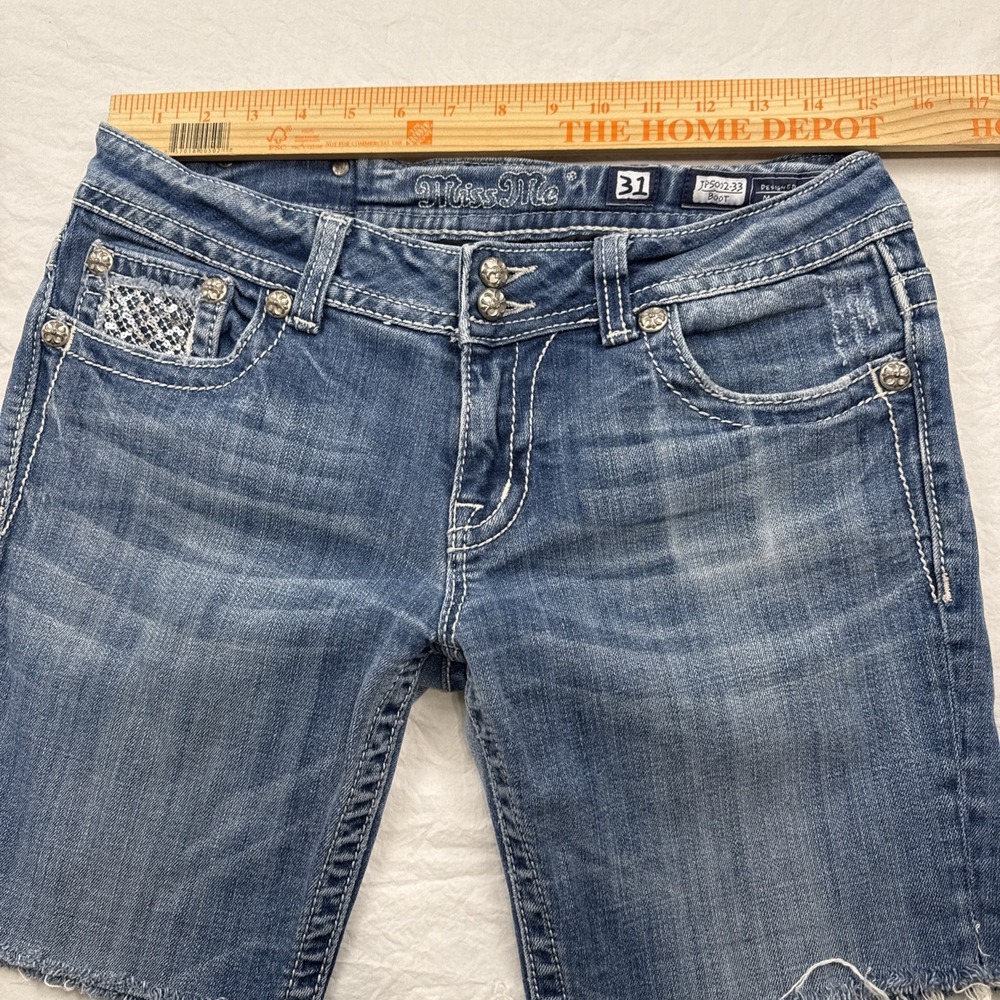 Miss Me JEAN SHORTS WOMEN 31 CUTOFFS  EMBELISHED SEQUINS RHINESTONES - Picture 6 of 7